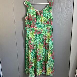 Green and Pink Floral Dress